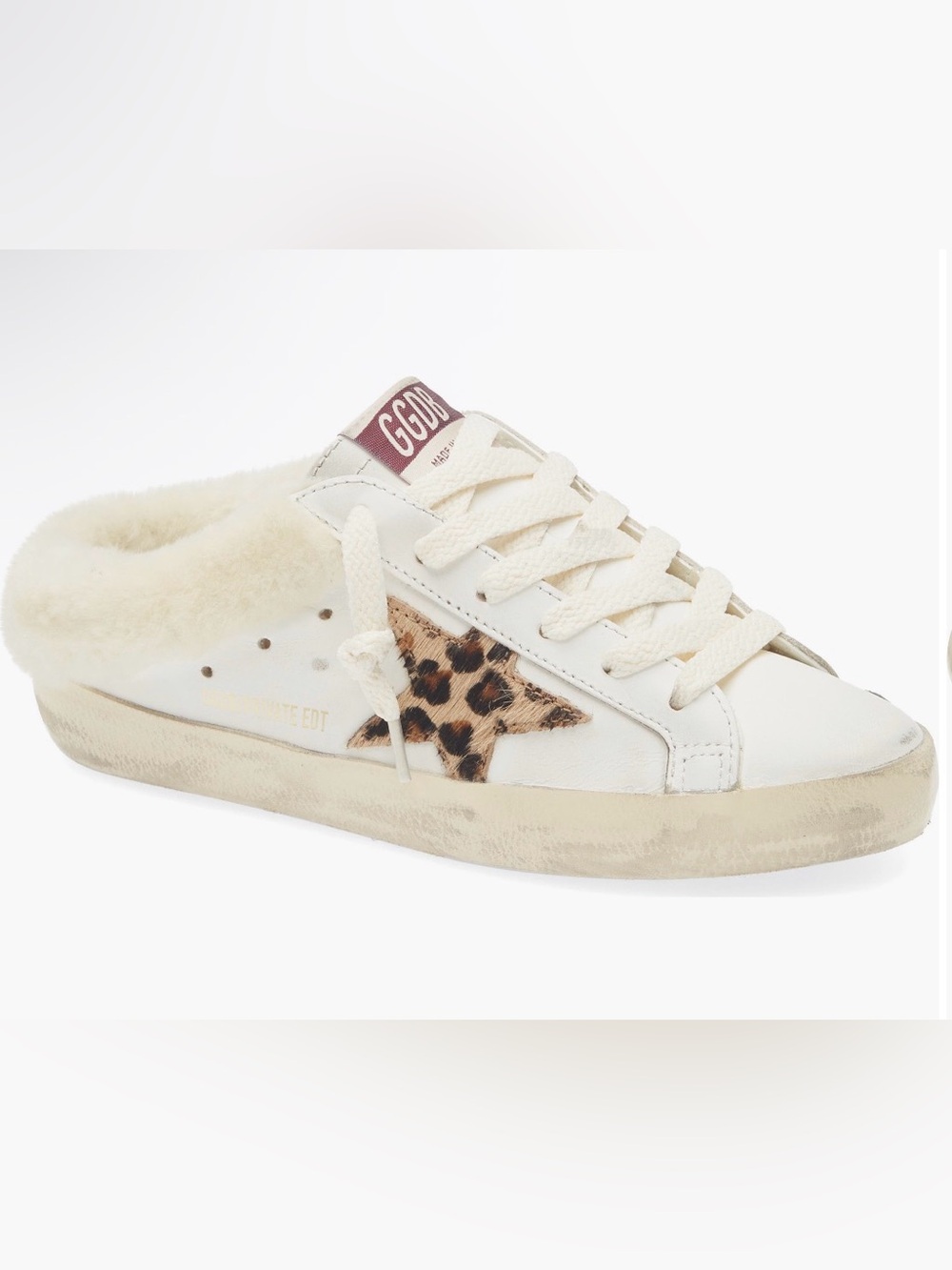 Golden Goose Women’s White Shearling-Trim Sabot Sneaker Mule